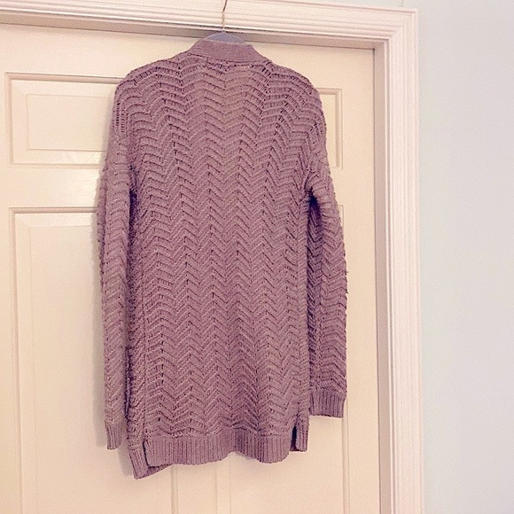 Woven Knit Open Front Cardigan Pockets Dark Powder Pink SP - Picture 3 of 7
